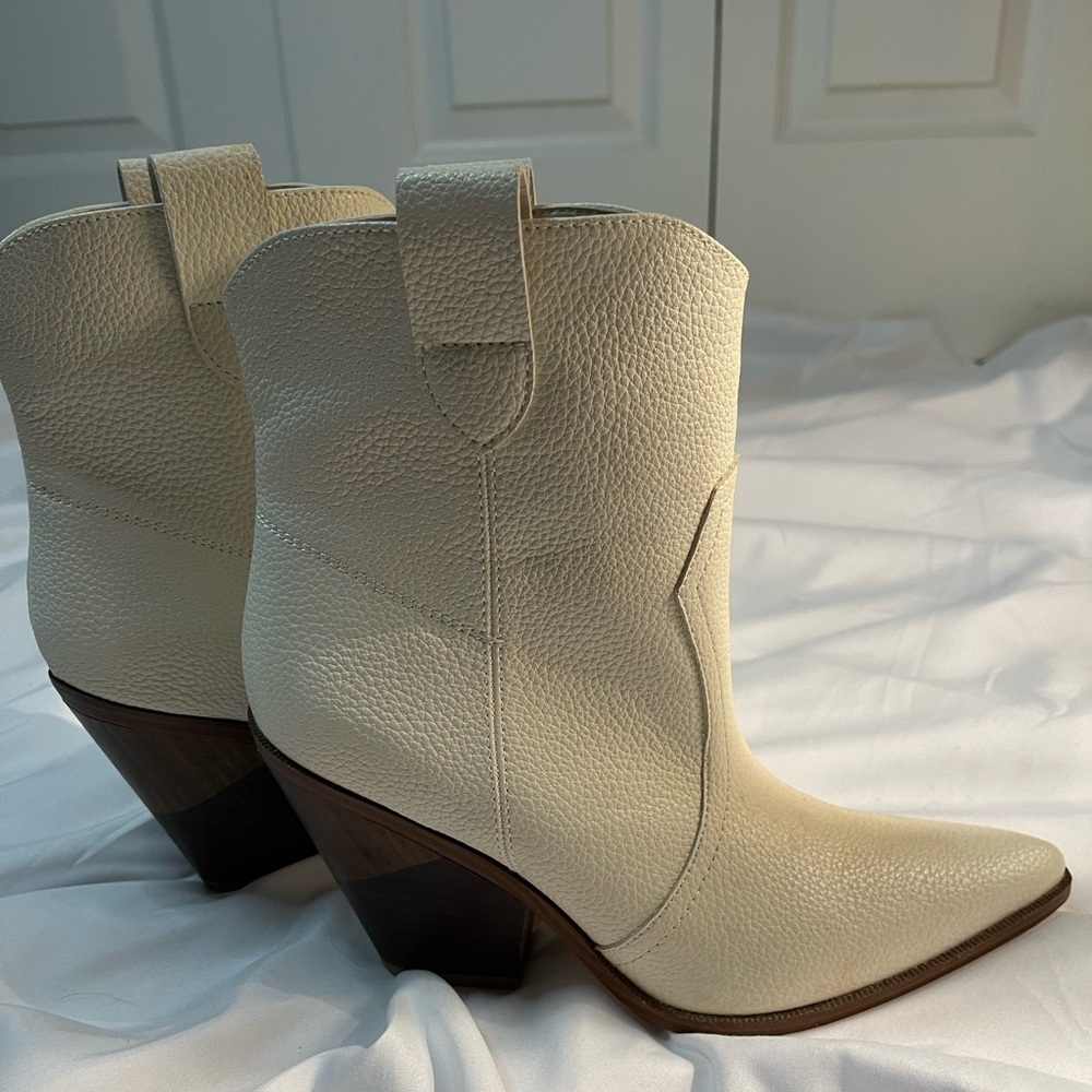 Womens off white mid rise cowboy boots
